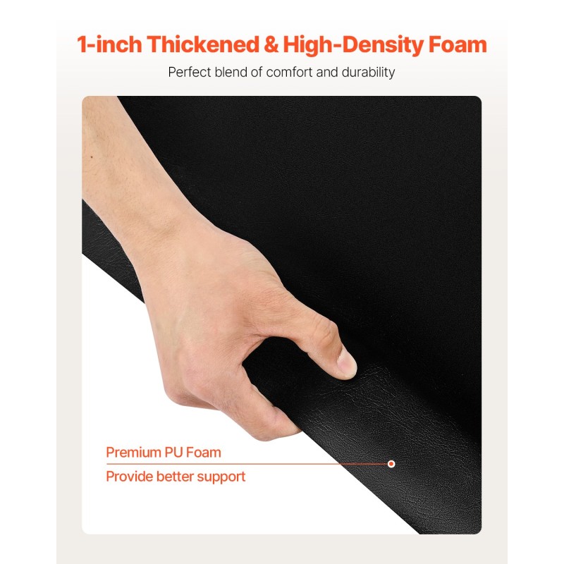 Kampaamomatto kuusikulmainen PVC-pintainen 1225×1505 mm 25 mm PU-vaahto mattamusta