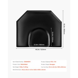 Kampaamomatto kuusikulmainen PVC-pintainen 1225×1505 mm 25 mm PU-vaahto mattamusta