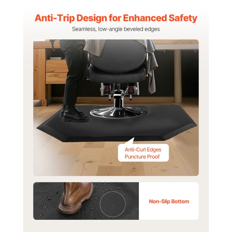 Kuusikulmainen kampaamomatto PVC-pintainen 13 mm NBR-vaahdotäyte 1225 x 1505 mm