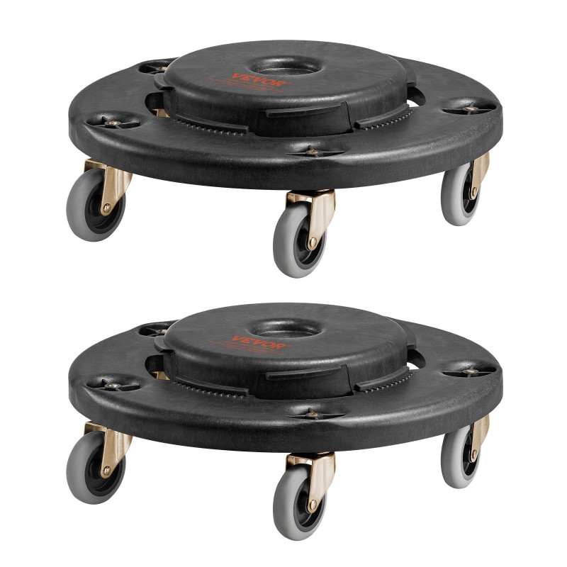 Jäteastiarulla PP-muovirunko yhteensopiva 20–55 gallonin astioille 227 kg kantavuus 2 kpl musta