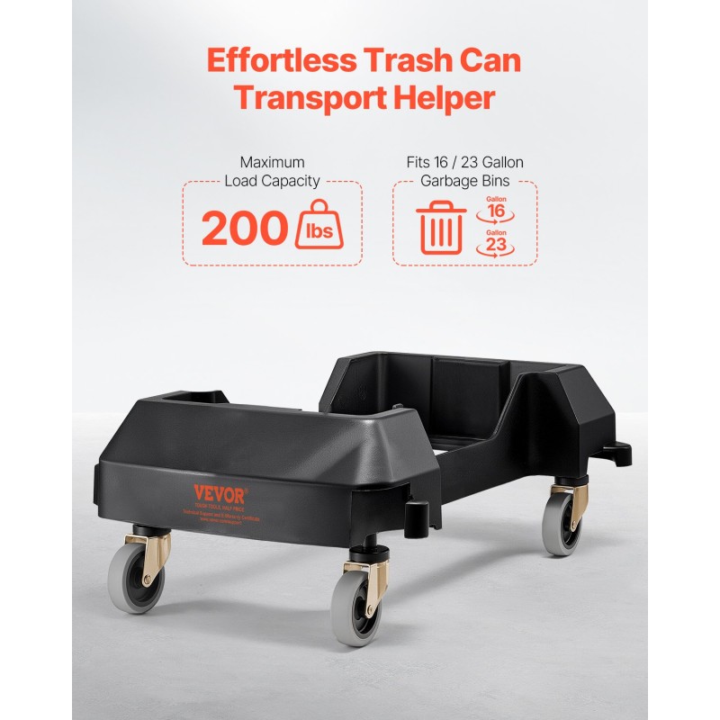 Jäteastiarulla-alusta polypropeenia 16/23 gallonan astioille 90 kg kantavuus