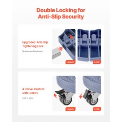 Säädettävä alusta pyörillä halkaisija 380–580 mm PP paneeli 181 kg kantavuus sininen