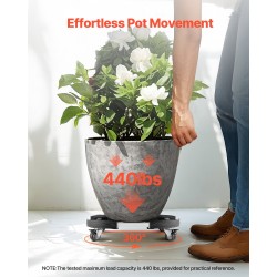 Rullaalusta PP-paneeli 380–580 mm roska-astioille ja kasviruukuille kantavuus 181 kg