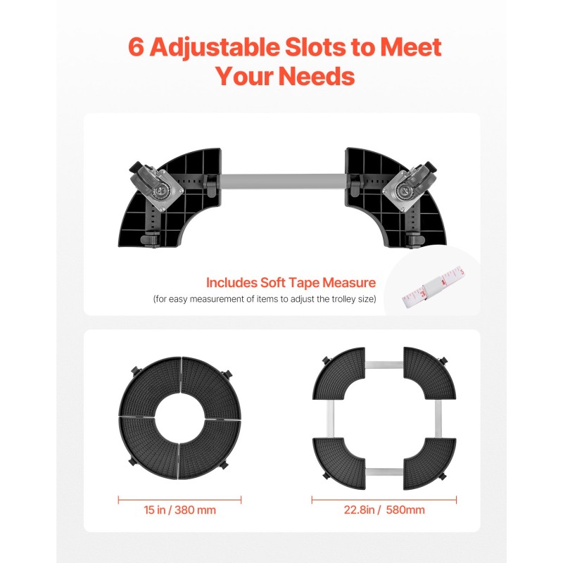 Rullaalusta PP-paneeli 380–580 mm roska-astioille ja kasviruukuille kantavuus 181 kg