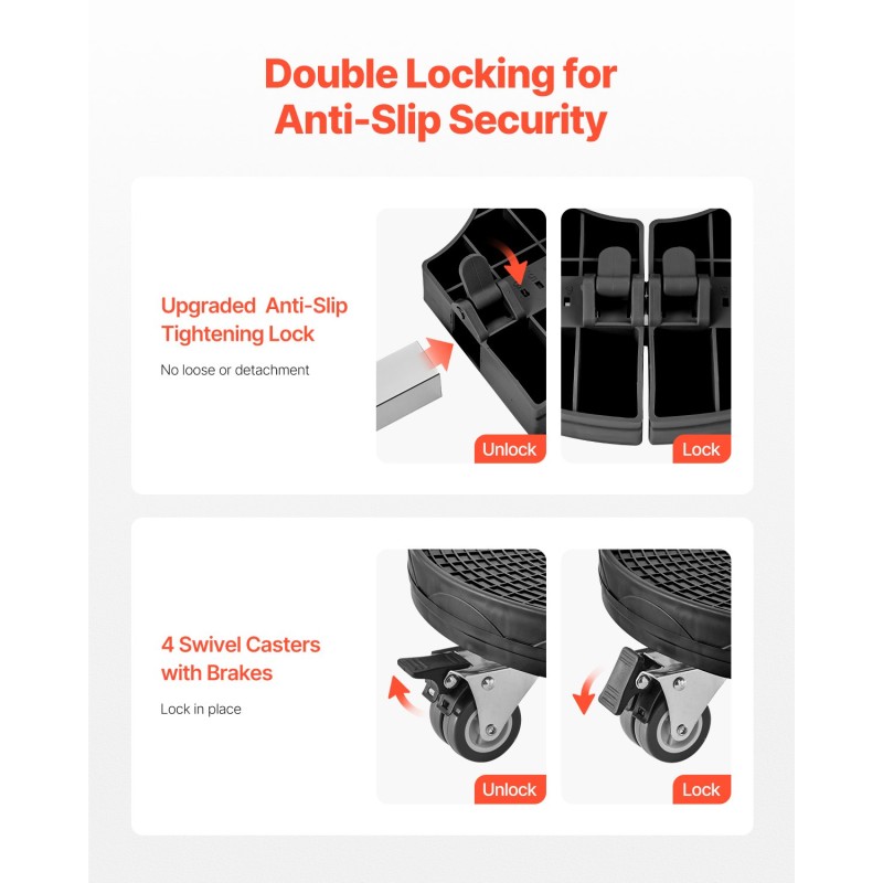 Rullaalusta PP-paneeli 380–580 mm roska-astioille ja kasviruukuille kantavuus 181 kg