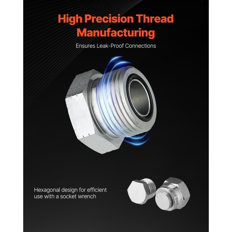 Hydrauliikkatulppasarja 64-osainen sinkitty 45-teräksestä DIN-liittimillä koot 14–36 putkille
