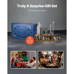 Cocktail-työkalusetti 18-osainen 304-ruostumattomasta teräksestä bambutelineellä kotiin