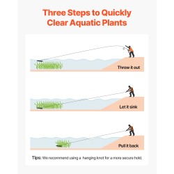 Rautainen vesikasviharava 9 m nailonköydellä 215 mm piikeillä verkkopussilla