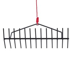 Rautainen vesikasviharava 9 m nailonköydellä 215 mm piikeillä verkkopussilla