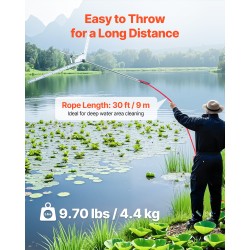 Järvi- ja lampikasvien leikkuri ruostumaton varsi 1,17–1,57 m leikkuuleveys 9 m köysi