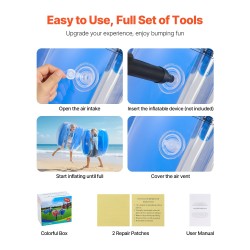 Täytettävät törmäilypallot PVC 950x950x900 mm 2 kpl siniraidalliset ulkopeleihin