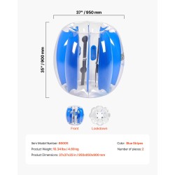 Täytettävät törmäilypallot PVC 950x950x900 mm 2 kpl siniraidalliset ulkopeleihin