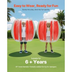 Ilmatäytettävät PVC-törmäyspallot 0,9 m 2 kpl punaraitaiset ulkoleikkeihin