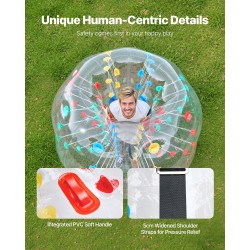 Ilmatäytteinen kehopallo 1,5 m 0,8 mm PVC-muovia kahvoilla olkahihnoilla ulkoleikkeihin