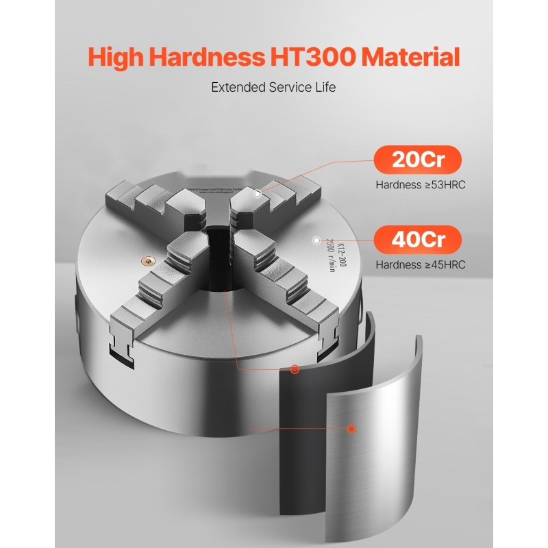 4-leukainen sorvin istukka valurauta 200 mm kierrelaippa sisäleuka askelleuka