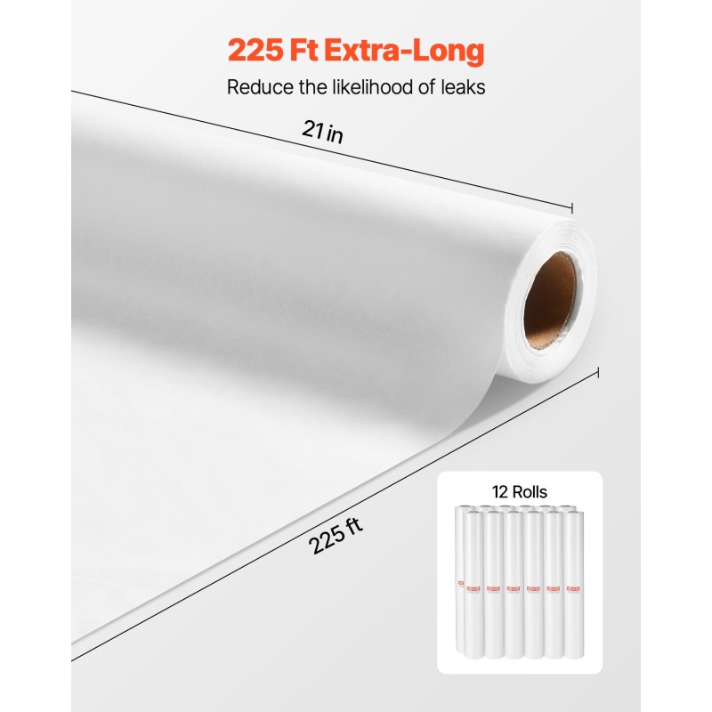 Tutkimuspöydän kertakäyttöpaperi 533 mm leveä 12 rullaa sileäpintainen vuotosuojattu