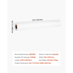 Tutkimuspöydän kertakäyttöpaperi 533 mm leveä 12 rullaa sileäpintainen vuotosuojattu