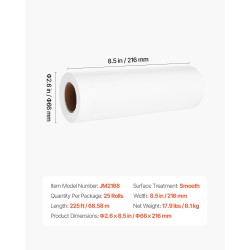 Niskatuen suojapaperirullat 25 kpl pakkaus 215 mm leveä 20 g/m²