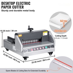 Pöytämallinen sähköinen paperileikkuri 330 mm leikkuuleveys 40 mm leikkuusyvyys infrapunaturva