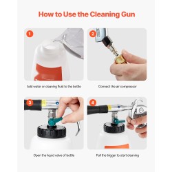 Korkeapaineinen paineilmakäyttöinen puhdistuspyssy yhden litran säiliöllä kahdella suuttimella