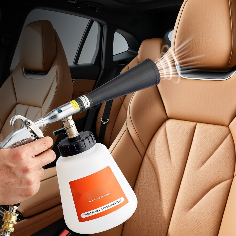 Korkeapaineinen paineilmakäyttöinen puhdistuspyssy yhden litran säiliöllä kahdella suuttimella