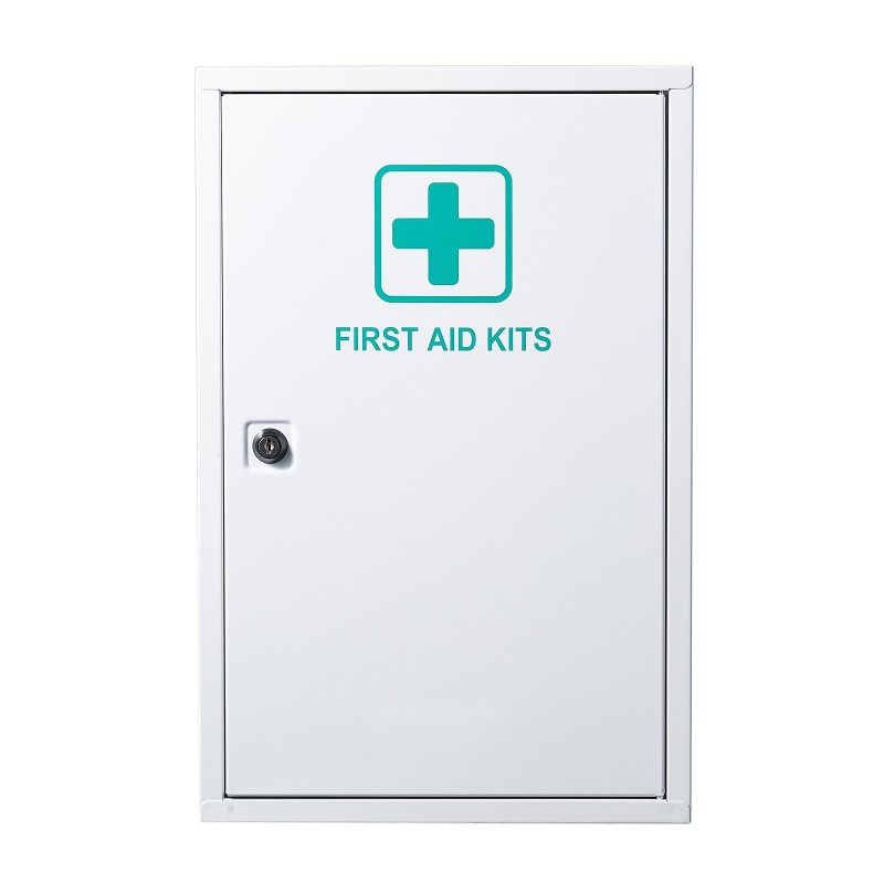 Seinälle asennettava metallinen ensiapukaappi kylmävalssattu teräs 3 hyllyä 1000 ensiaputarviketta