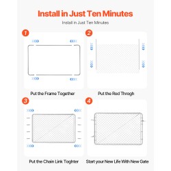 Ketjuaitaportti sinkitty teräs säädettävä leveys 67–183 cm puutarha piha maatila