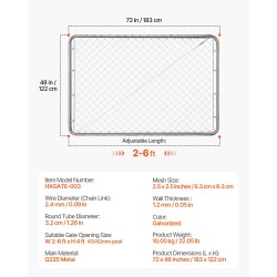 Ketjuaitaportti sinkitty teräs säädettävä leveys 67–183 cm puutarha piha maatila