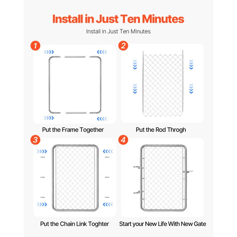 Ketjuaidan porttipaneeli galvanoitu Q235-metalli säädettävä leveys 61–183 cm korkeus 117 cm