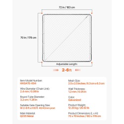 Ketjusilmäpihaportti galvanoitu teräs 183 x 178 cm tolpat eivät sisälly