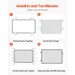 Ketjulankaportti galvanoitu teräs musta PVC-pinnoite säädettävä 183 cm puutarha