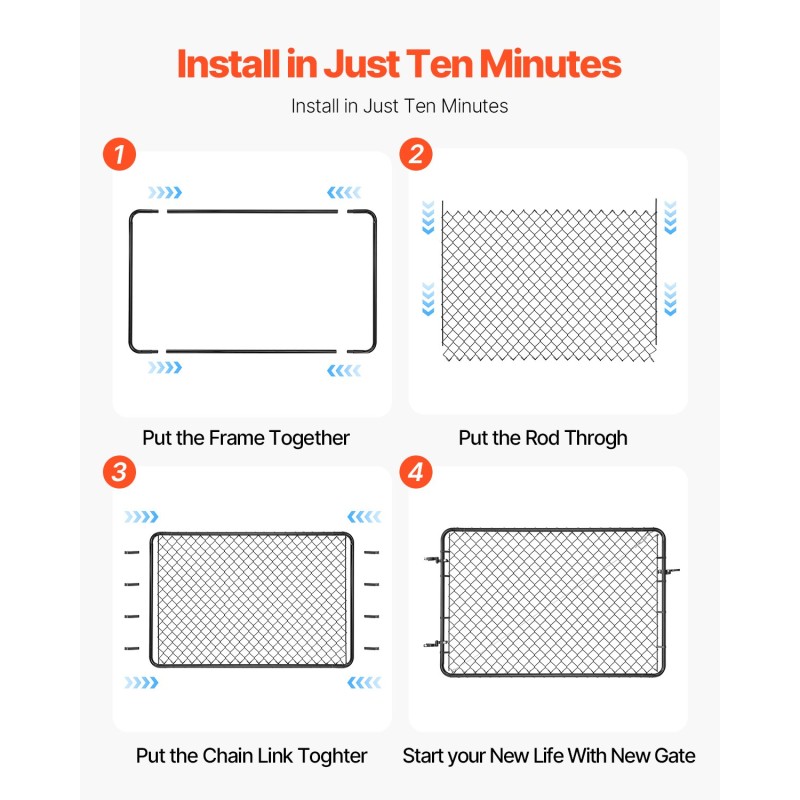 Ketjulankaportti galvanoitu teräs musta PVC-pinnoite säädettävä 183 cm puutarha