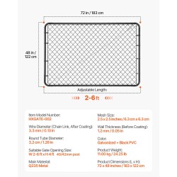 Ketjulankaportti galvanoitu teräs musta PVC-pinnoite säädettävä 183 cm puutarha