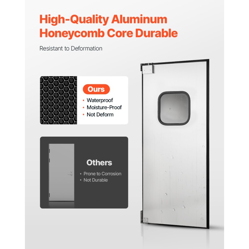 Yksilehtinen kääntöovi 304 ruostumattomasta teräksestä 91,4 x 213,4 cm alumiinikenno