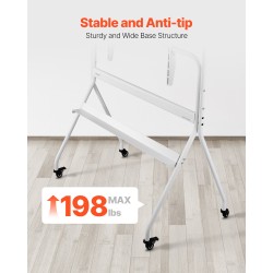 Manuaalinen teräslattiateline televisiolle 35–100 tuuman korkeussäädettävä pyörillä 90 kg kantavuus