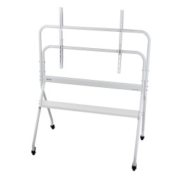 Manuaalinen teräslattiateline televisiolle 35–100 tuuman korkeussäädettävä pyörillä 90 kg kantavuus