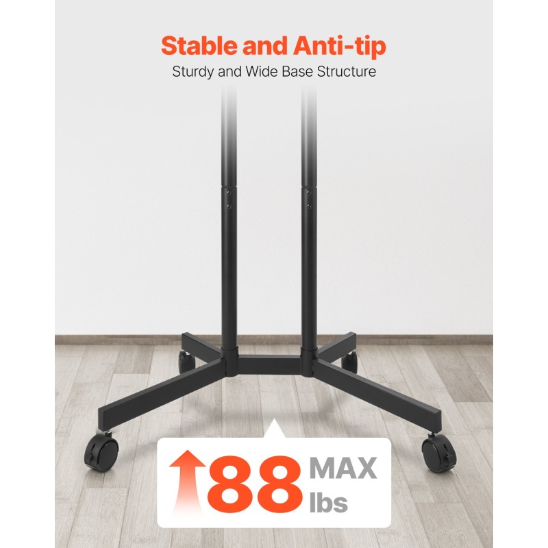 Lattiateline televisiolle teräsrakenne 32–65 tuumaa pyörillä kantavuus 40 kg