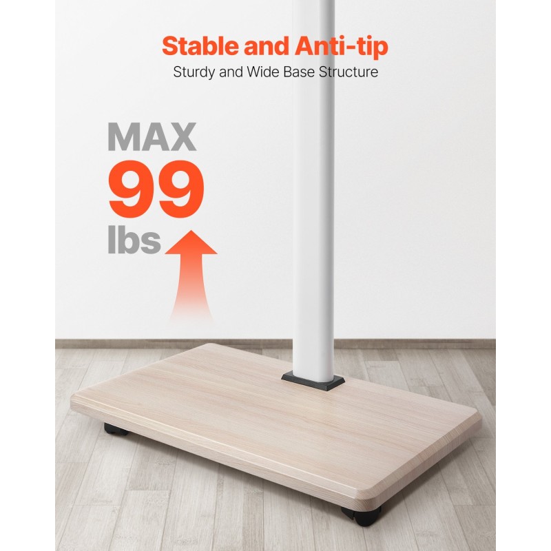 Manuaalinen teräslattiateline televisiolle 32–70 tuumaa 45 kg siirrettävä pyörillä