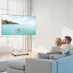 Manuaalinen teräslattiateline televisiolle 32–70 tuumaa 45 kg siirrettävä pyörillä