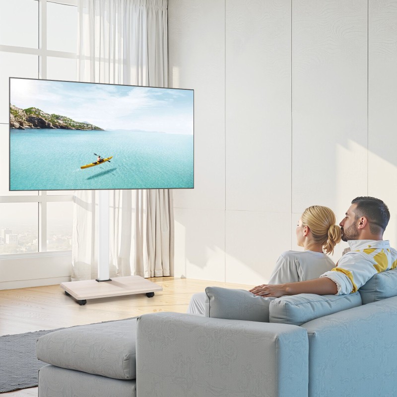 Manuaalinen teräslattiateline televisiolle 32–70 tuumaa 45 kg siirrettävä pyörillä