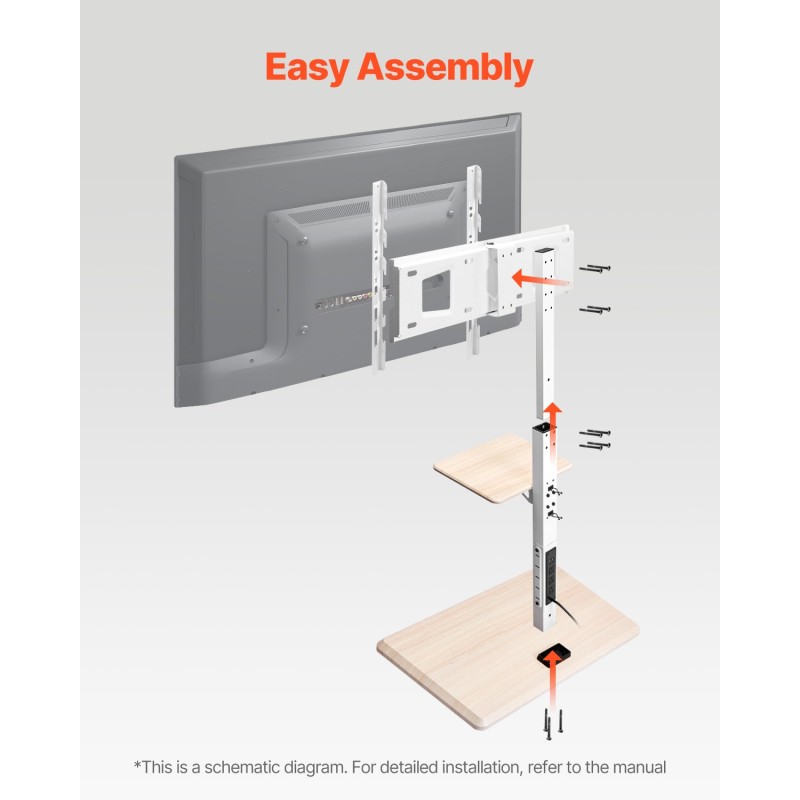Manuaalinen lattialla seisova teräksinen televisioteline pyörillä 32–70 tuumaa 40 kg
