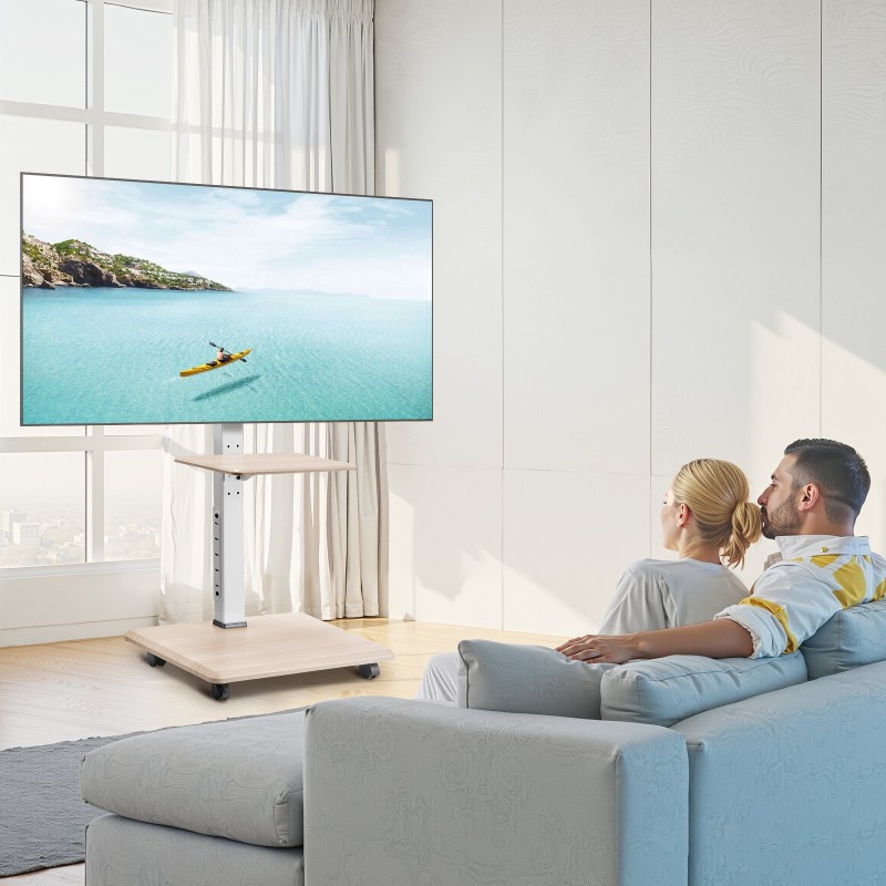 Manuaalinen lattialla seisova teräksinen televisioteline pyörillä 32–70 tuumaa 40 kg