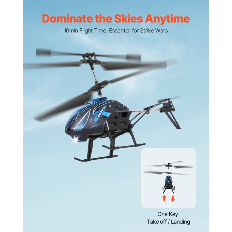 Kauko-ohjattava helikopteri tarkka kauko-ohjaus gyroskooppi LED-valot vaihdettava akku 8+