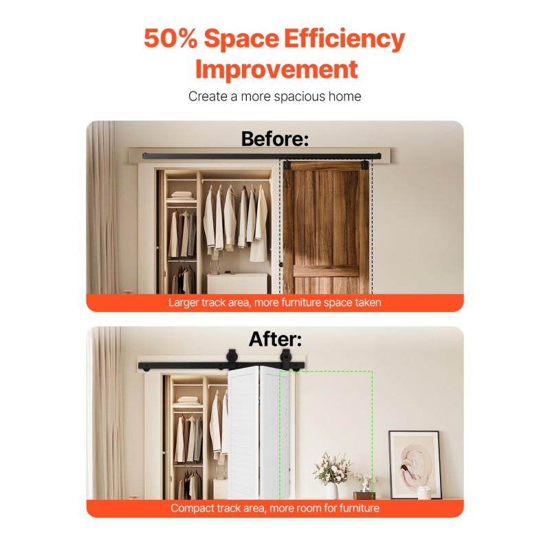 Liukuva kaksiosainen tallioven kiskosarja hiiliteräs 1016 mm kahdelle 18 tuuman ovelle