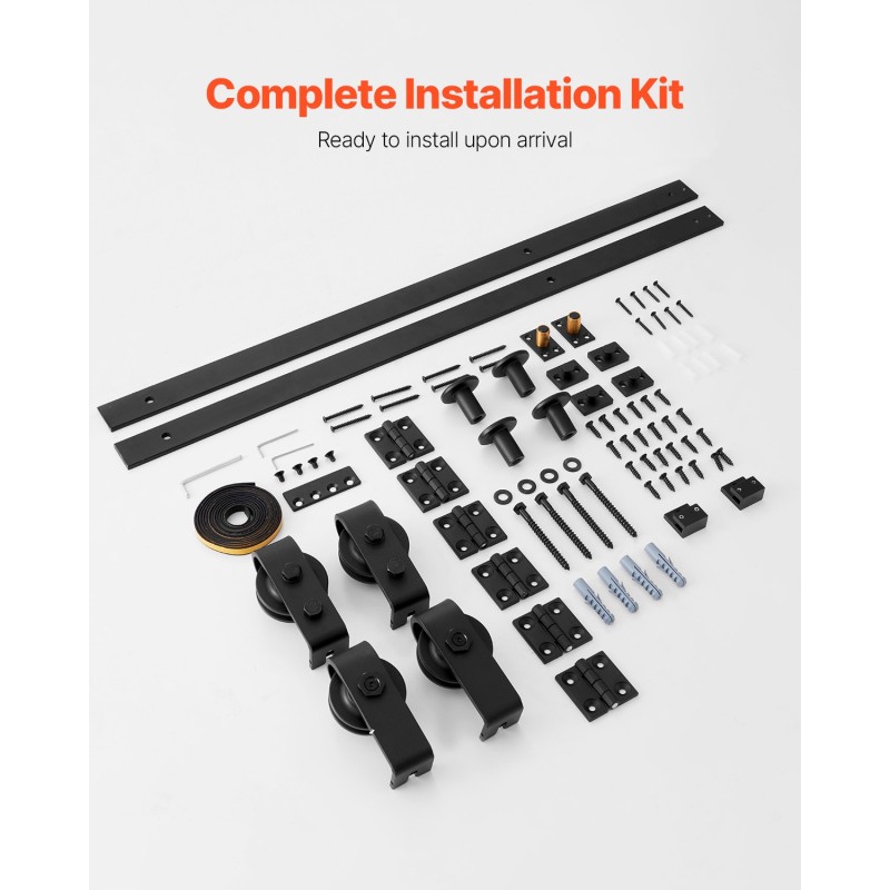 Taitto-ovien liukukiskosarja hiiliterästä 1320 mm 150 kg musta neljälle 12 tuuman ovelle