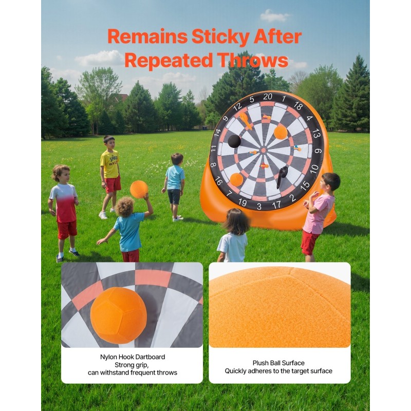 Täytettävä jättikokoinen PVC jalkapallo- ja tikkataulu 200 cm sisältää pallot tikat pumpun