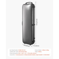 4/4-viulukotelo komposiitti-hiilikuituinen kevyt vedenkestävä kaksinkertaiset olkahihnat jousille ja tarvikkeille