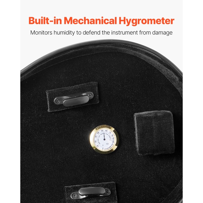 4/4-kokoinen viulukotelo komposiittipinnalla plyysivuorella sisäänrakennetulla kosteusmittarilla kaksinkertaisilla olkahihnoilla