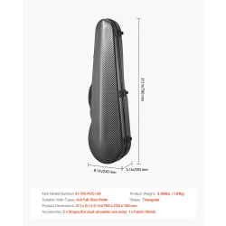 4/4-kokoinen viulukotelo komposiittipinnalla plyysivuorella sisäänrakennetulla kosteusmittarilla kaksinkertaisilla olkahihnoilla