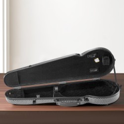 4/4-kokoinen viulukotelo komposiittipinnalla plyysivuorella sisäänrakennetulla kosteusmittarilla kaksinkertaisilla olkahihnoilla